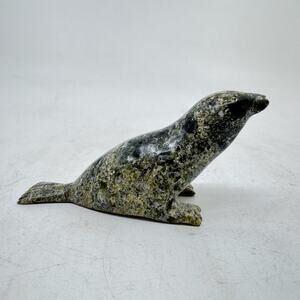 Inuit Handmaed Serpentine Seal Sculpture by YOUTIE SOUDLOO